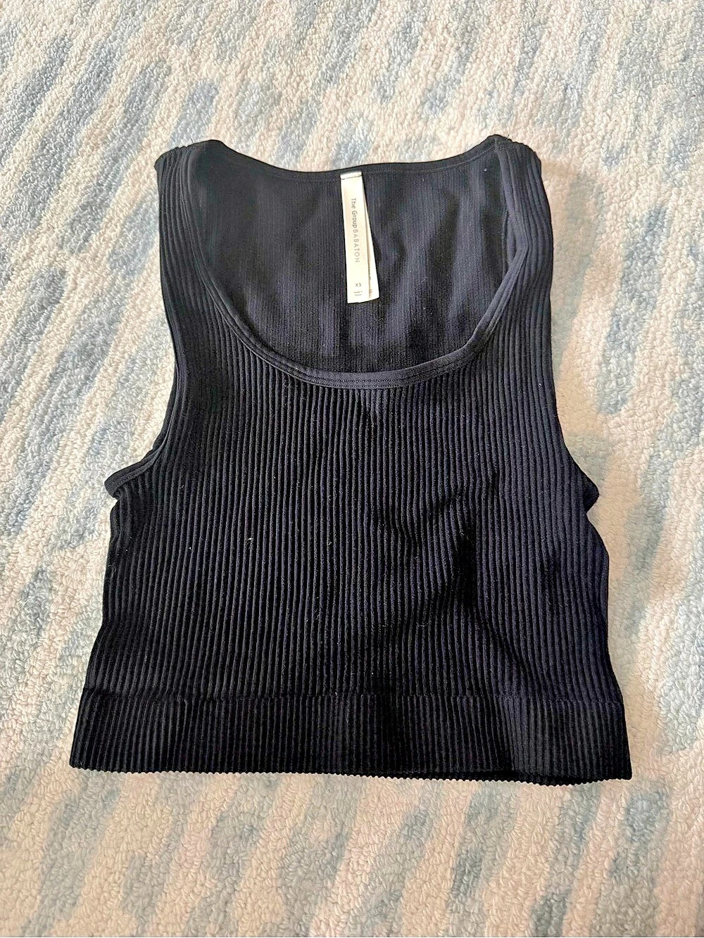 Aritzia Babaton Black Ribbed Cropped Tank
